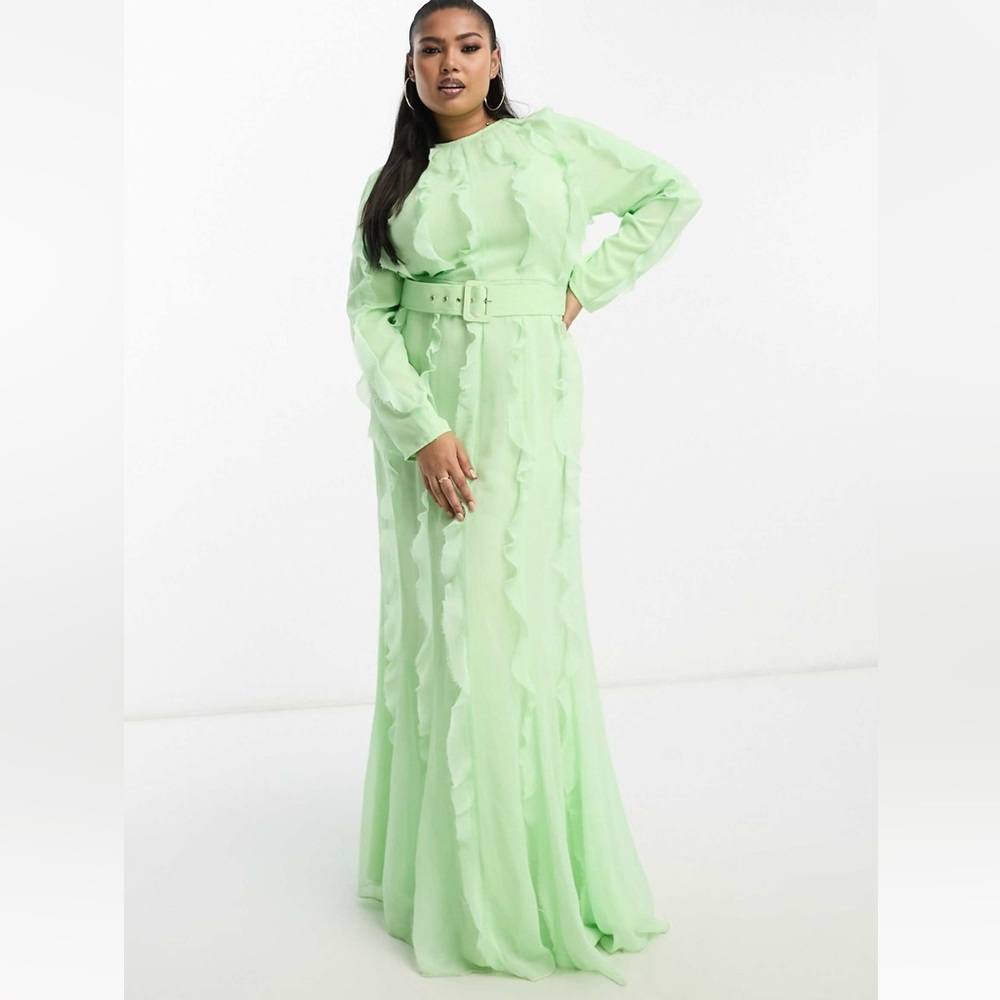 Light Green Maxi Dress with Belt